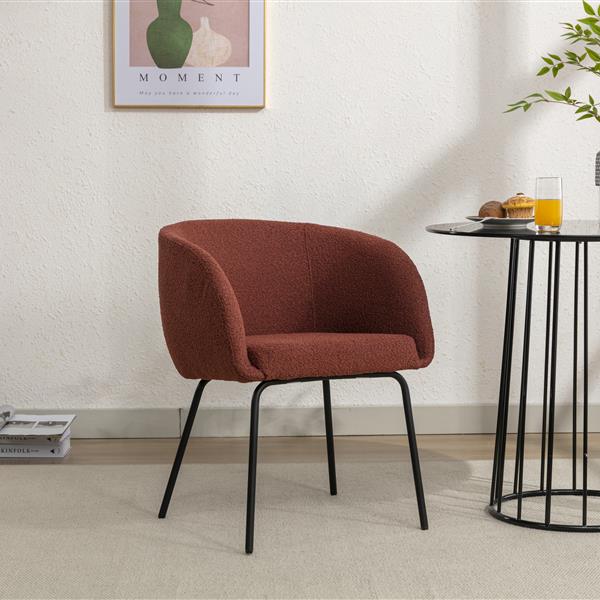 039-Set of 1 Fabric Dining Chair With Black Metal Legs,Wine Red