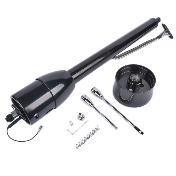 30" GM Steering Column Tilt Manual Floor Shift No Key w/ ADAPTER Hot Rod Black