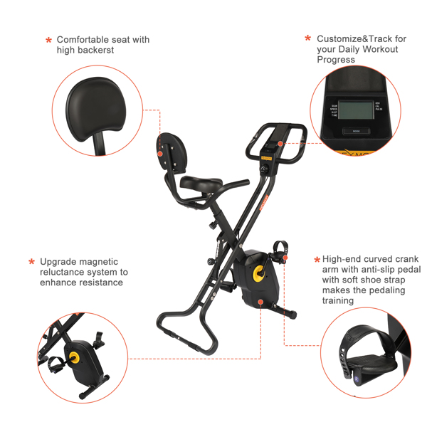 Home Folding Exercise Bike Black