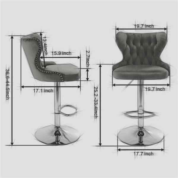 Swivel PU Barstools Adjusatble Seat Height from 25-33 Inch, Modern Upholstered Chrome base Bar Stools with Backs Comfortable Tufted for Home Pub and Kitchen Island