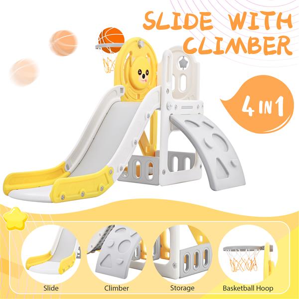 Toddler Climber and Slide Set 4 in 1, Kids Playground Climber  Slide Playset with Basketball Hoop Play Combination for Babies Indoor & Outdoor