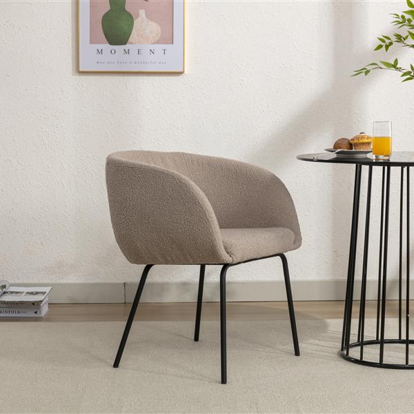 039-Set of 1 Fabric Dining Chair With Black Metal Legs,Light Coffee