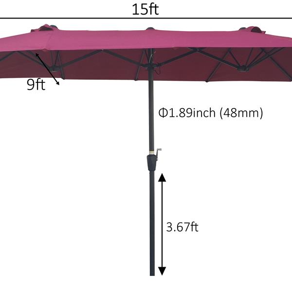 15Ftx9FtDouble-Sided Patio Umbrella Outdoor Market Table Garden Extra Large Waterproof Twin Umbrellas with Crank and Wind Vents for Garden Deck Backyard Pool Shade Outside Deck Swimming Pool