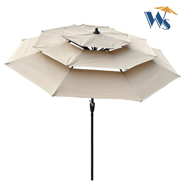 9Ft 3-Tiers Outdoor Patio  Umbrella with Crank and tilt and Wind Vents for Garden Deck  Backyard Pool Shade Outside Deck Swimming Pool