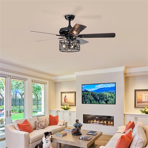 Farmhouse Industrial 52-inch Ceiling Fan (Optional Remote&2 Color Option Blades)  or Bedroom, Living Room, Dining Room