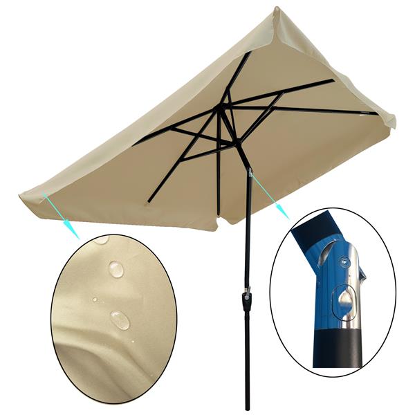 10 x 6.5ft Rectangular Patio Umbrella Outdoor Market  Umbrellas with Crank and Push Button Tilt for Garden   Swimming Pool Market