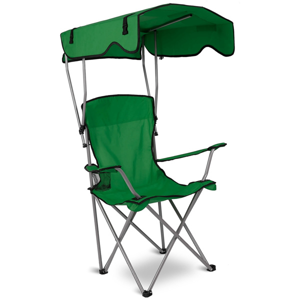 Camping Chairs with Shade Canopy for Adults, Foldable Portable Canopy Chair, Folding Lawn Outdoor Chair with Canopy for Beach, Camping, Support 330LBS--Green（No shipment on weekends）