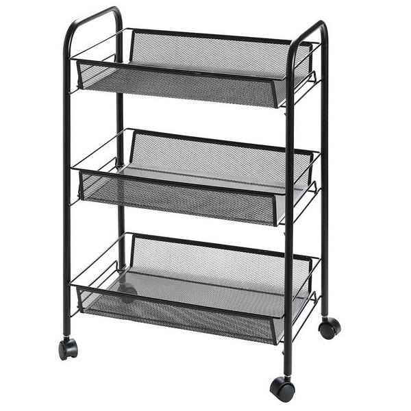 Exquisite Honeycomb Net Three Tiers Storage Cart Black