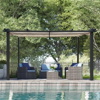 13 x 10 Ft Outdoor Patio Retractable Pergola With Canopy Sun shelter Pergola for Gardens,Terraces,Backyard