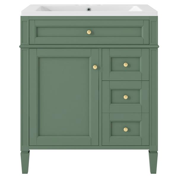 30'' Bathroom Vanity with Top Sink, Modern Bathroom Storage Cabinet with 2 Drawers and a Tip-out Drawer, Single Sink Bathroom Vanity