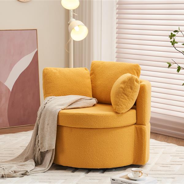 Fabric Swivel And Storage Chair With Back Cushion For Living Room,Yellow