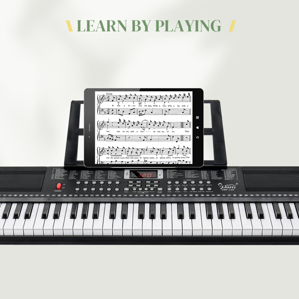 [Am à vendre] Glarry GEP-110 Clavier à 61 touches avec support de piano, banc de piano, haut-parleurs intégrés, casque, microphone, repose-partition, écran LED, 3 modes d'enseignement pour débutants