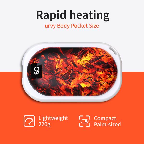 Rechargeable Hand Warmer 5000mAh with Charcoal Pattern,Portable Electric Hand Heater ,USB Battery Operated Handwarmer for Camping,Hiking,Hunting,Golf,Warm Tech Gifts（Black）（No delivery on weekends）