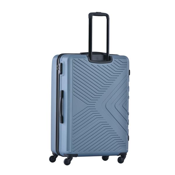 3 Piece Luggage Sets ABS Lightweight Suitcase with Two Hooks, Spinner Wheels, TSA Lock, (20/24/28) Blue