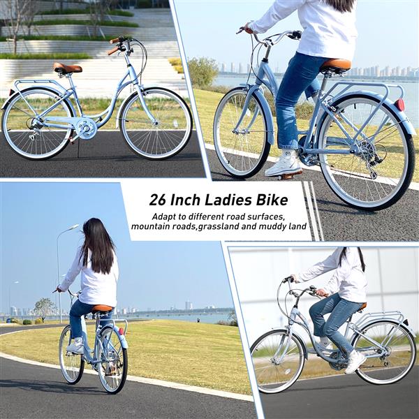 7 Speed, Steel Frame, Multiple Colors 26 Inch Ladies Bicycle