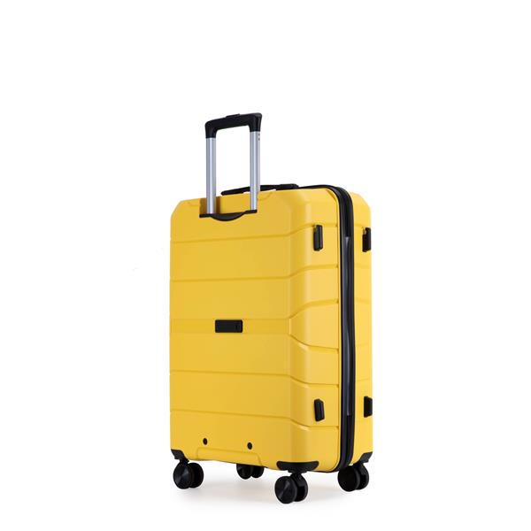 Hardshell Suitcase Spinner Wheels PP Luggage Sets Lightweight Durable Suitcase with TSA Lock,3-Piece Set (20/24/28) ,Yellow