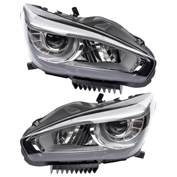 Pair Front Headlight Headlamp Assembly Non AFS Full LED For Infiniti Q70 Sedan 2015-2019 Driver+Passenger Side 260604AP0A 260604AP0B 260104AP0A 260104AP0B