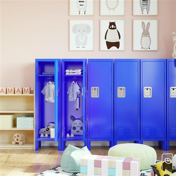 1 Door Tall Single Metal Locker-Retro Style Storage Cabinet--Industrial Furniture--For Living Room/Bedroom/Storage Room/Gym/School--Blue