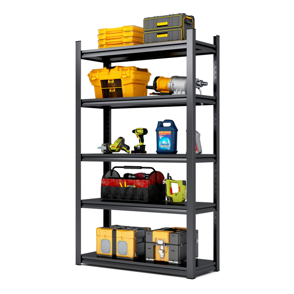 78"H 5 Tier Metal Shelves for Storage Garage Shelving 2000LBS Heavy Duty Storage Shelves Adjustable Garage Shelf Industrial Shelving Unit Storage Utility Rack,47.2"W*18"D*78"H,Black