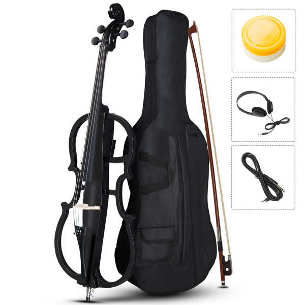 Full Size 4/4 Electric Style Cello with Case Bow Rosin Earphone Connecting line