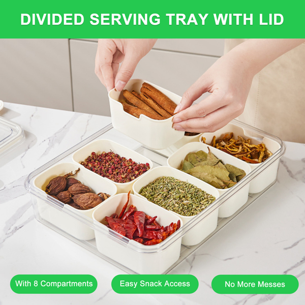 Divided Serving Tray with Lid and Handle【Shipment from FBA】