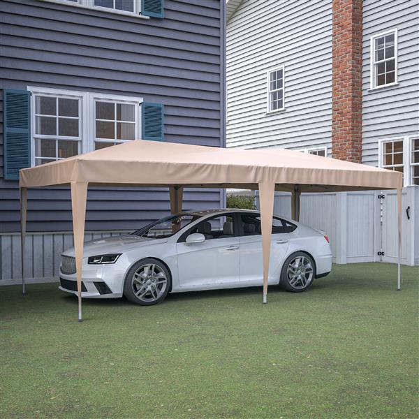 10'x20'Pop Up Canopy Outdoor Portable Party Folding Tent with 6 Removable Sidewalls + Carry Bag + 6pcs Weight Bag Beige