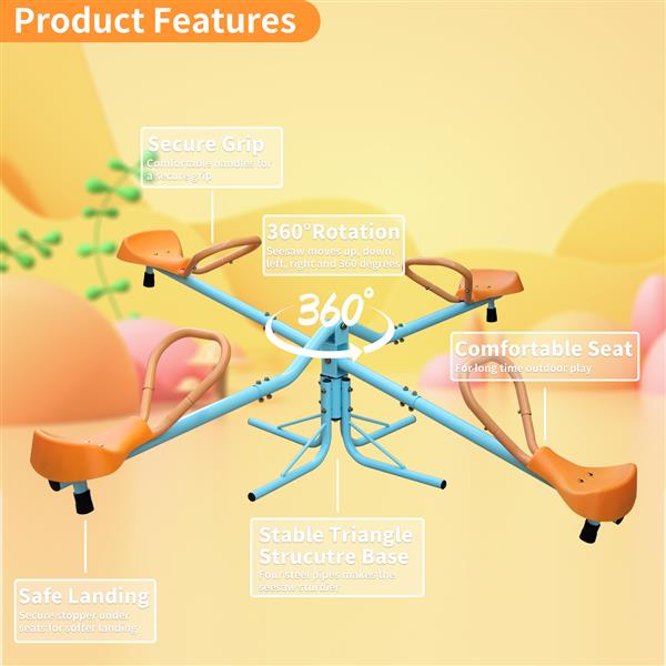 Outdoor Kids Spinning Seesaw Sit and Spin Teeter Totter Outdoor Playground Equipment Swivel Teeter Totter for Backyard