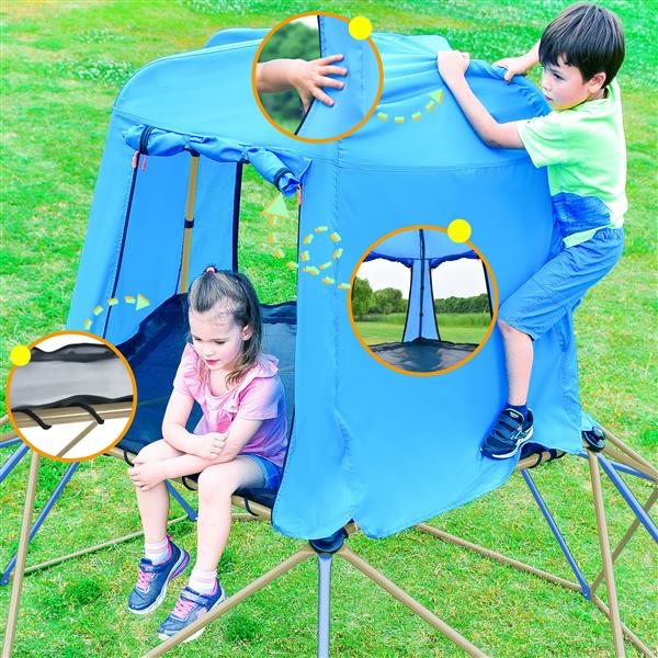 Kids Climbing Dome with Canopy and Playmat - 10 ft Jungle Gym Geometric Playground Dome Climber Play Center, Rust & UV Resistant Steel Supporting 1000 LBS