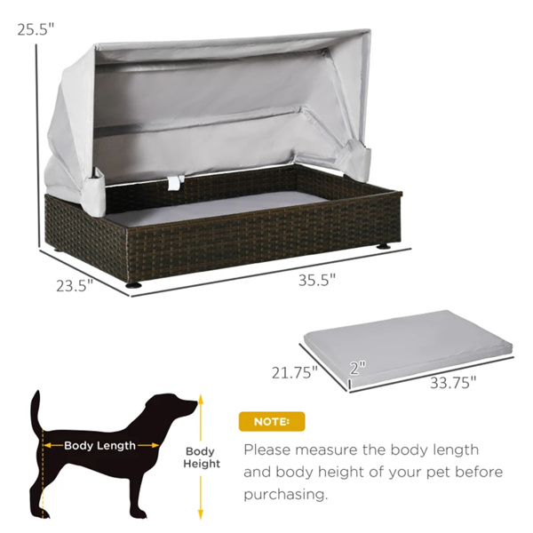 Elevated Pet Sofa, Dog Bed with Foldable Canopy