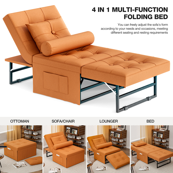 Sofa Bed, 4 in 1 Convertible Chair Multi-Function Folding Ottoman Guest Bed with Adjustable Backrest for Living Room, Apartment, Office 71.9''W