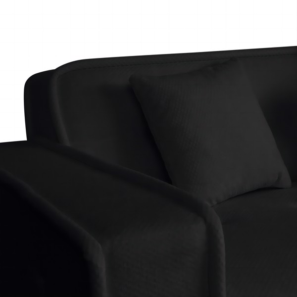 Black, Velvet cloth Modern Indoor Sofa With Three Pillows, 93.50"*35.23"*30.70"