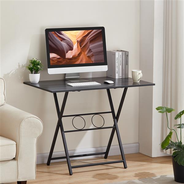 Small Foldable Desk for Small Spaces, Living Room Multifunctional Computer Table Writing Workstation for Home Office, No Assembly Required for Space-Saving