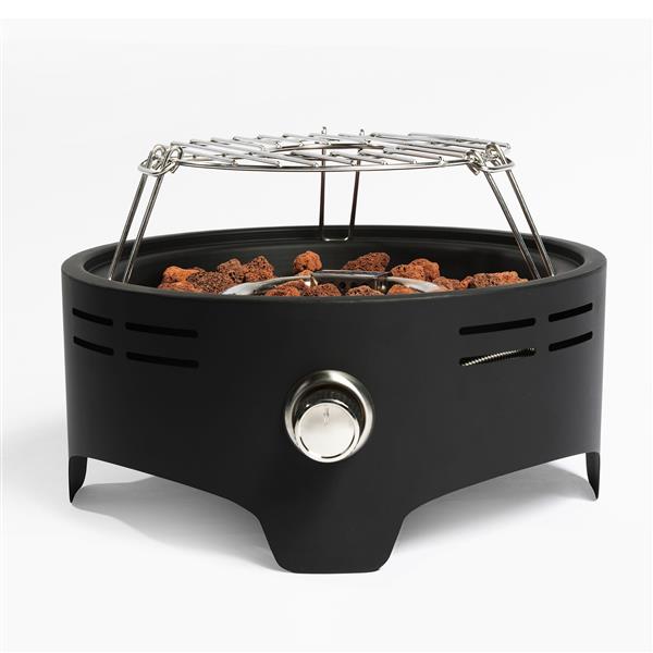 15 inch Outdoor Portable Propane Fire Pit, Camping Fire Pit with Cooking Support Tabletop Fire Pit with Quick Connect Regulator