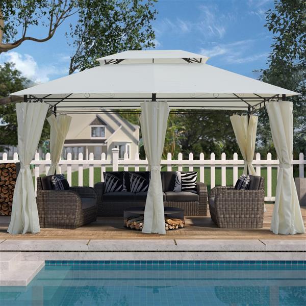 13x10 Outdoor Patio Gazebo Canopy Tent With Ventilated Double Roof And Mosquito net(Detachable Mesh Screen On All Sides),Suitable for Lawn, Garden, Backyard and Deck,Coffee Top