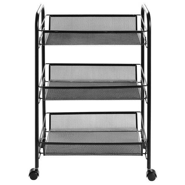 Exquisite Honeycomb Net Three Tiers Storage Cart Black