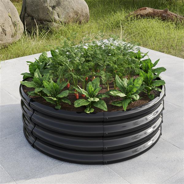 32.08"*11.4" Tall Round Raised Garedn Bed,Metal Raised Beds for Vegetables, Outdoor Garden Raised Planter Box, Backyard Patio Planter Raised Beds for Flowers, Herbs, Fruits Black