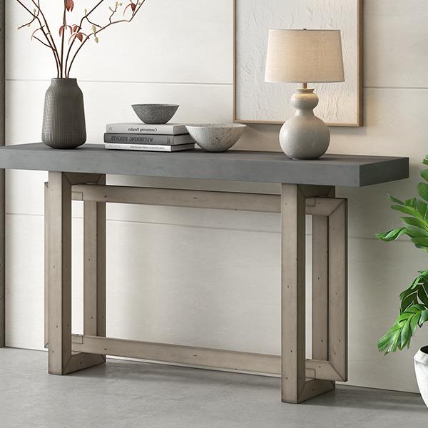 Contemporary Console Table with Wood Top, Extra Long Entryway Table for Entryway, Hallway, Living Room, Foyer, Corridor