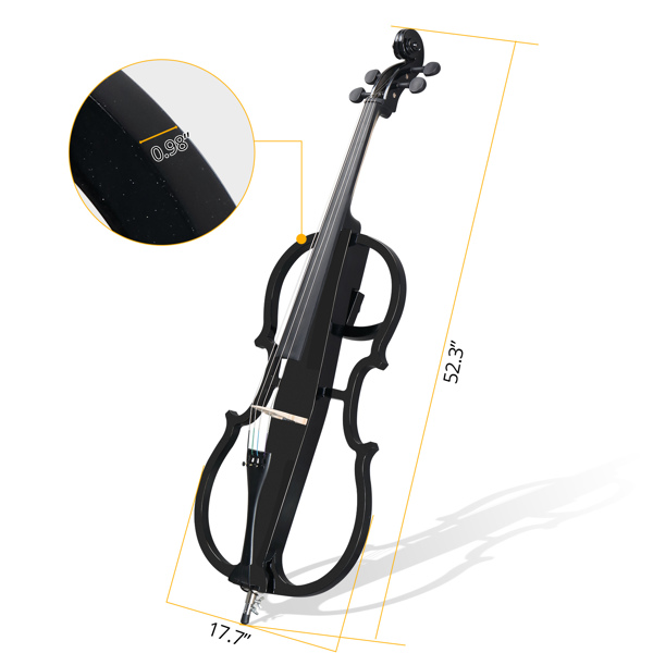 Full Size 4/4 Electric Style Cello with Case Bow Rosin Earphone Connecting line