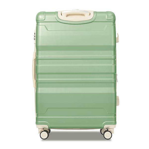 Luggage Sets New Model Expandable ABS Hardshell 3pcs Clearance Luggage Hardside Lightweight Durable Suitcase sets Spinner Wheels Suitcase with TSA Lock 20''24''28''(grass green and beige)