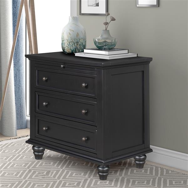 3-Drawer Storage Wood Cabinet, End Table with Pull out Tray