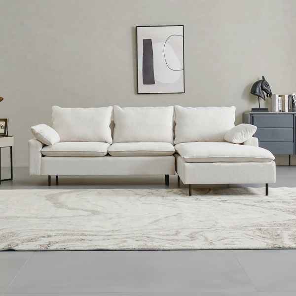 L-Shaped linen sectional sofa with right chaise,living room ,bedroom,office.