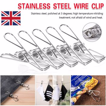 100Pcs Stainless Steel Windproof Clothes Pegs Multipurpose Cloth Sock Laundry