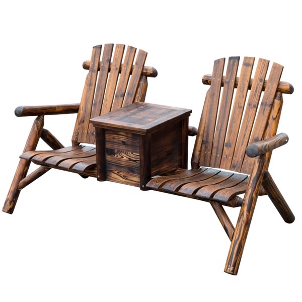 Wooden Chair Loveseat with Inset Ice Bucket  Garden chairs/courtyard chairs