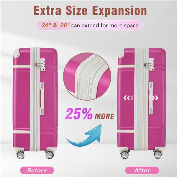 Hardshell Luggage Sets 3 Pieces 20"+24" Luggages and Cosmetic Case Spinner Suitcase with TSA Lock  Lightweight