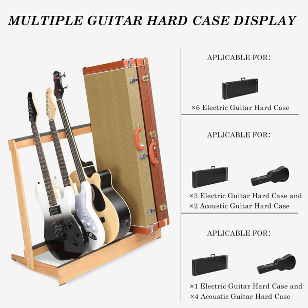 Folding Hardwood Guitar Case Stand for Electric Guitar, Bass, or Acoustic Guitars Hard Case,Save Space for Home, Studio