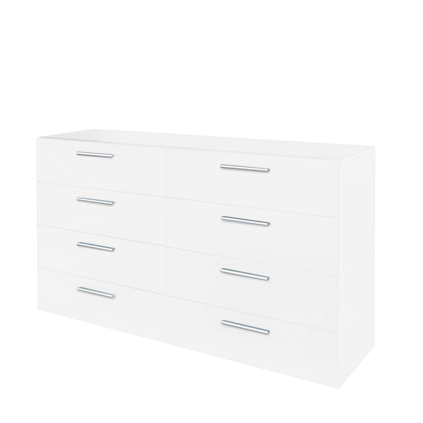 FCH 8 Drawer Double Dresser for Bedroom, Wide Storage Cabinet for Living Room Home Entryway, White