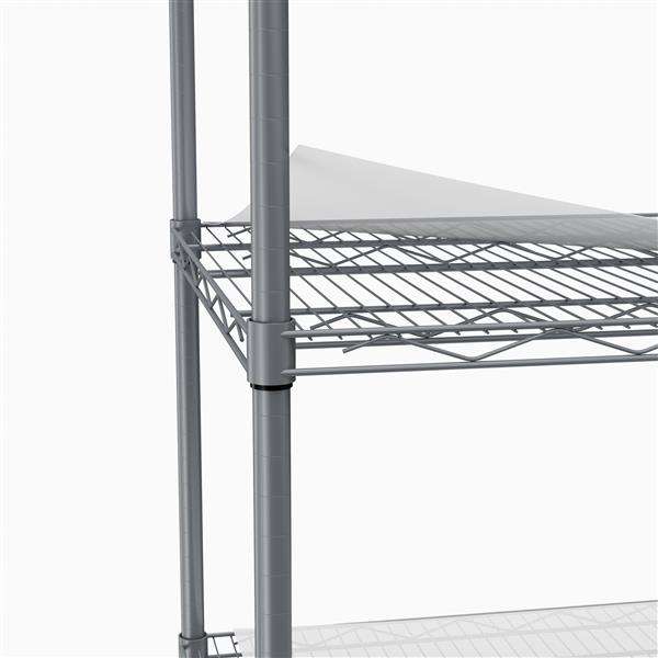 5-tier heavy-duty adjustable shelving and racking, 300 lbs. per wire shelf, with wheels and shelf liners, for warehouses, supermarkets, kitchens, etc. 59.45 "L × 24.02 "W × 71.65 "H,Gray