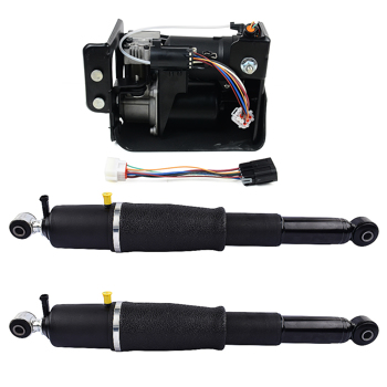 Pair Rear Air Suspension Shocks + Compressor Pump for Cadillac Escalade Chevrolet Avalanche Suburban 1500 Tahoe GMC Yukon 2001-2013 25979391 19300046 19299545