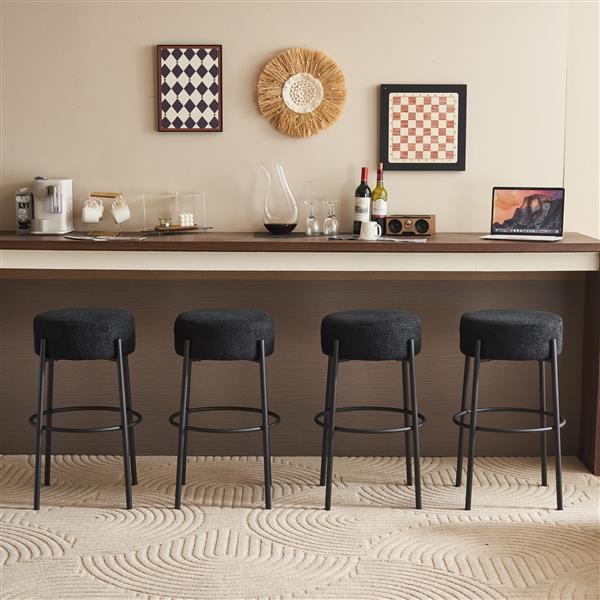 30" Tall, Round High Bar Stools, Set of 2 - Contemporary upholstered dining stools for kitchens, coffee shops and bar stores - Includes sturdy hardware support legs