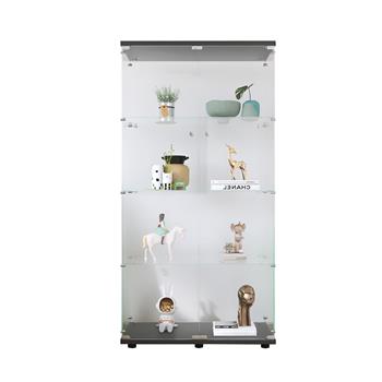 Two-door Glass Display Cabinet 4 Shelves with Door, Floor Standing Curio Bookshelf for Living Room Bedroom Office,  64.7\\"*31.7\\"*14.3\\",Black